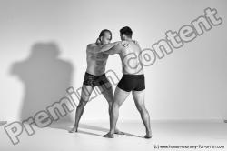 Underwear Martial art Man - Man White Moving poses Athletic Short Brown Dynamic poses Academic